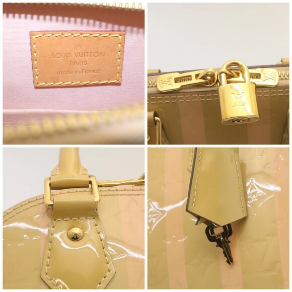 LOUIS VUITTON Vernis Rayures Alma BB Hand Bag 2way Beige - Picture 15 of 15